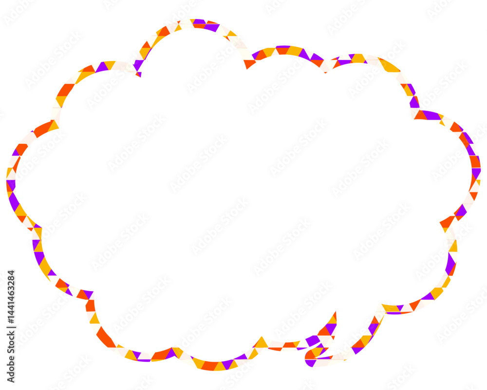 Fototapeta premium ステンドグラス風吹き出し 三角形模様 丸みのある雲形