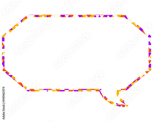 ステンドグラス風吹き出し　三角形模様　細長い八角形