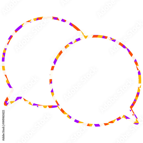 ステンドグラス風吹き出し　三角形模様　重なる会話