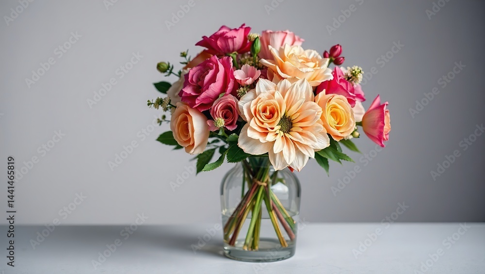 Fototapeta premium Luxurious Floral Display in Glass Vase for High-End Brand Promotion