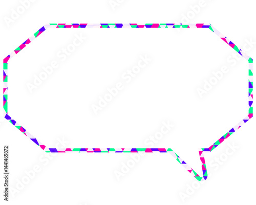 ステンドグラス風吹き出し　三角形模様　細長い八角形