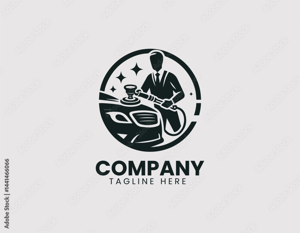Car Detailer with Polishing Machine Vector Logo Car Detailer with Polishing Machine Vector Logo