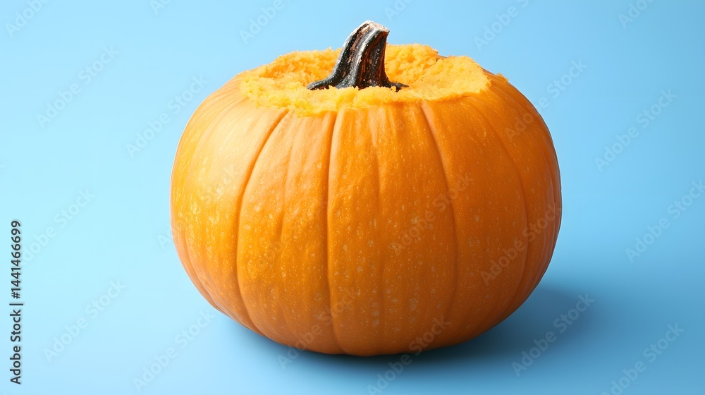 Obraz premium Bright Orange Pumpkin on Light Blue Background for Autumn Season
