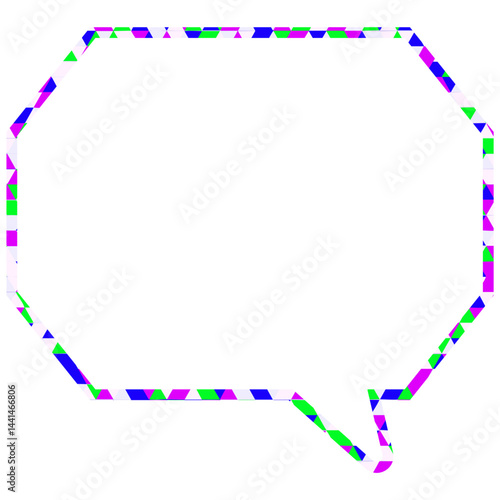 ステンドグラス風吹き出し　三角形模様　角のある八角形