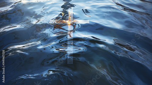 The cross reflected on water