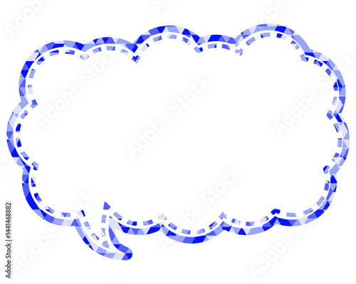 ステンドグラス風吹き出し　三角形模様　細長い雲形