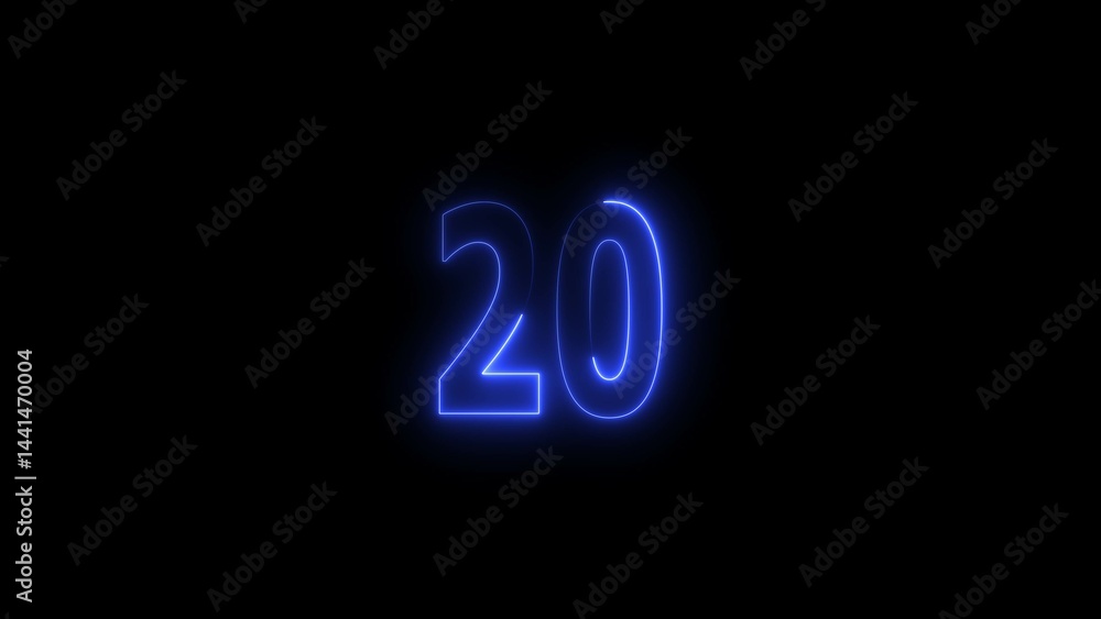 glowing yellow 20. glowing countdown number illustration. glowing yellow 20. glowing countdown number illustration.