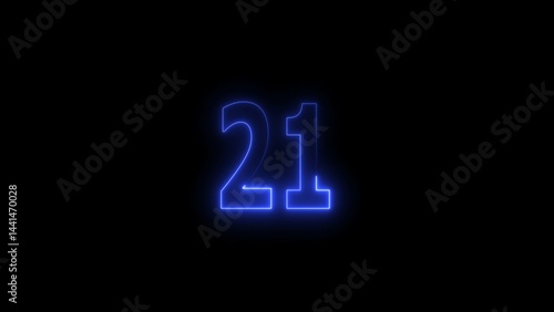 Free Download neon blue number 21. digital glowing number design. - GFXLoad