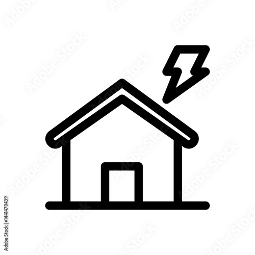 House with a lightning bolt on it. The house is black and white
