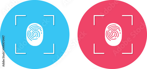 White fingerprint. Fingerprint scanning identification system icon vector 