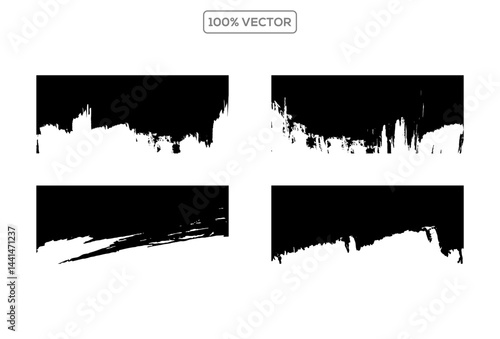 Abstract grunge rough edge header collection vector