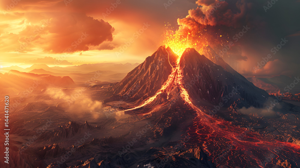 Fototapeta premium An active volcano, landscape shot.