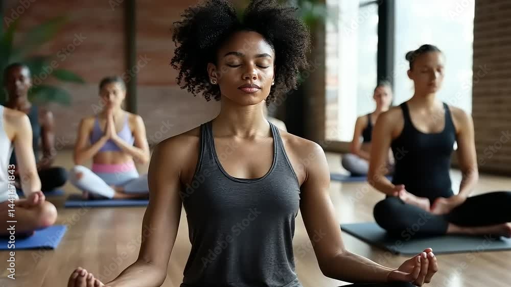 Mindful Yoga Practice: Group Harmony and Serenity in Meditation Session Mindful Yoga Practice: Group Harmony and Serenity in Meditation Session