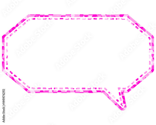 ステンドグラス風吹き出し　三角形模様　細長い八角形