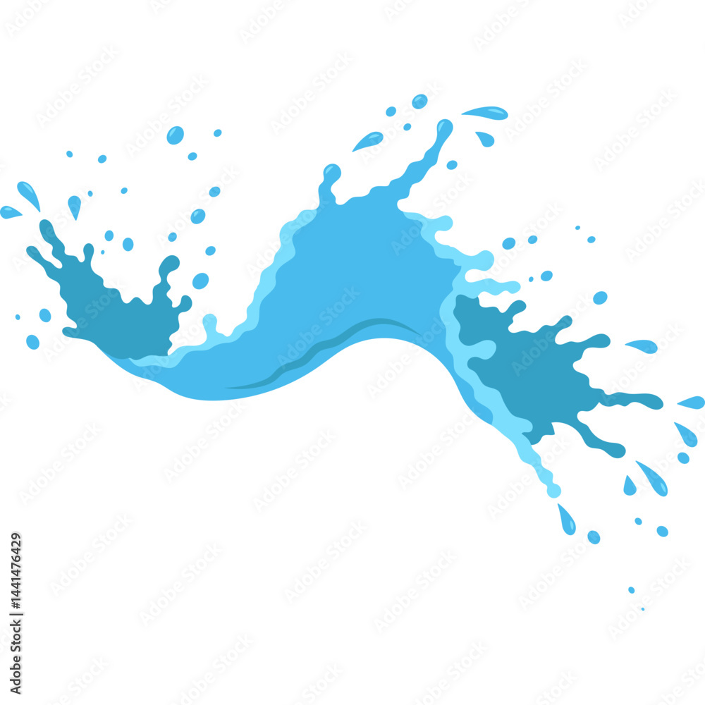 Obraz premium Watersplash Flat Illustration