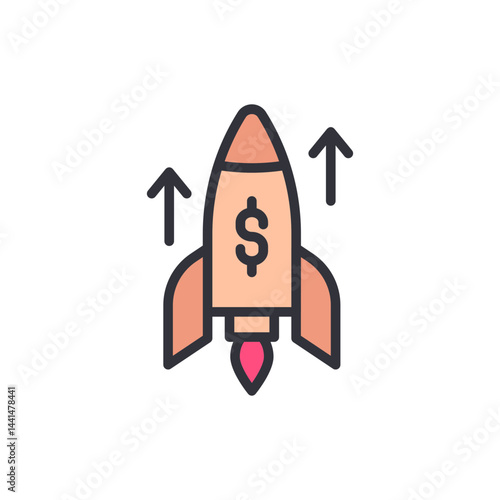 Boost money colored icons, minimalist vector illustration ,simple transparent graphic element .Isolated on white background