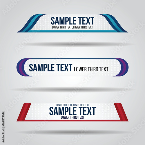 Lower third white and colorful design template modern contemporary. Set of banners bar screen broadcast bar name. Collection of lower third for video editing on transparent background.