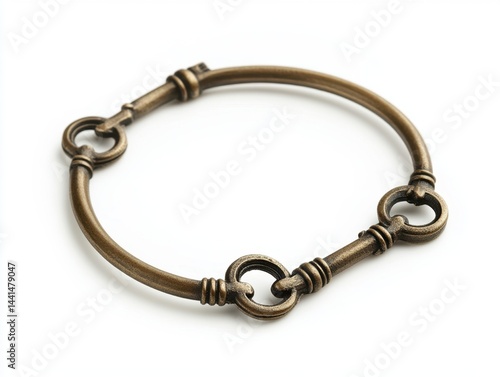 Obraz na płótnie Elegant bracelet with antique keys on a white background showcasing intricate design and vintage charm perfect for jewelry and fashion photography w salonie