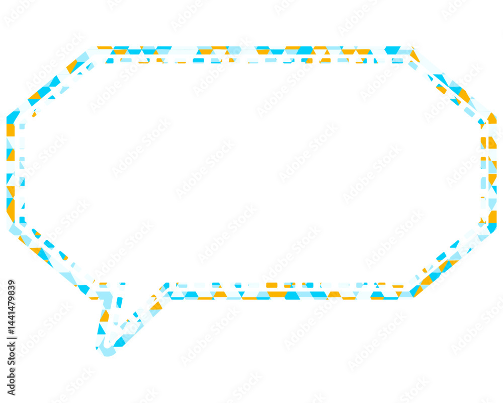 Fototapeta premium ステンドグラス風吹き出し 三角形模様 細長い八角形