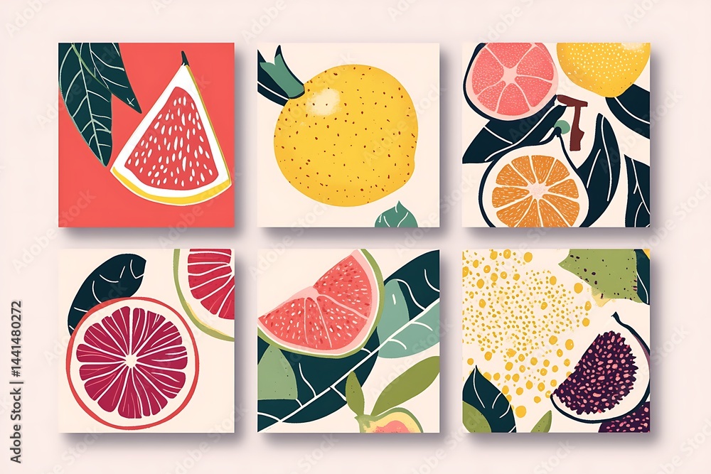 Fruits Flat Design Icon Set, Fruit and Vegetable Icon Set