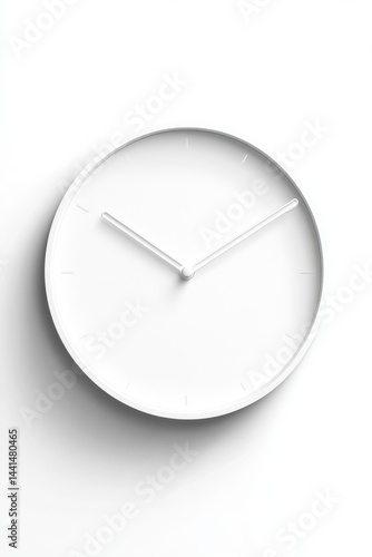 Obraz na płótnie Minimalist Timepiece in Pure White Simplicity Round Clock Design for Modern Interior Decor Time Management Concept with Clean Background Studio Shot w salonie