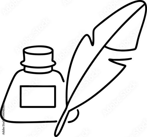 Ink bottle and feather quill represent creativity and writing. This bookmark can save your thoughts and ideas