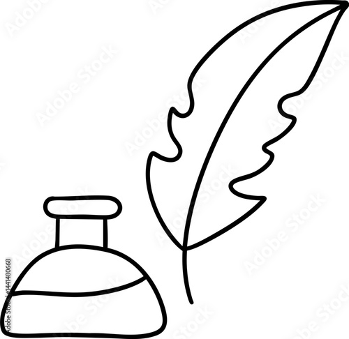 elegant ink bottle and feather quill icon symbolize creativity and writing. This bookmark can save your thoughts and ideas