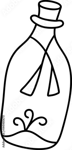simple illustration of bottle with message inside, symbolizing hope and communication. This design can be used as bookmark