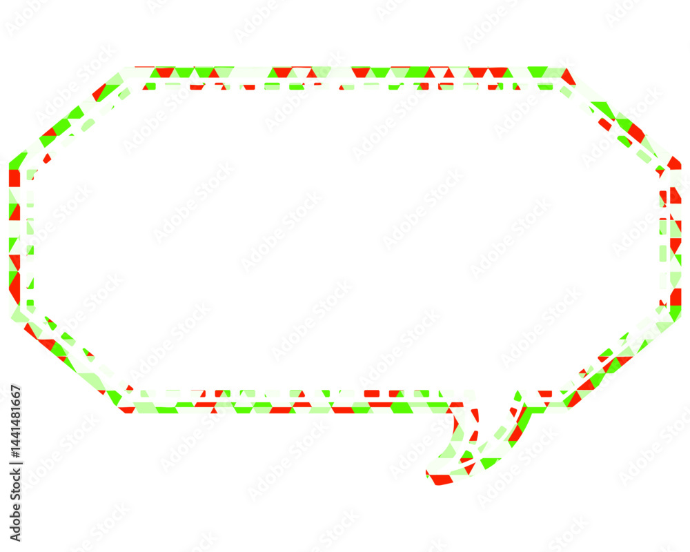 Fototapeta premium ステンドグラス風吹き出し 三角形模様 細長い八角形