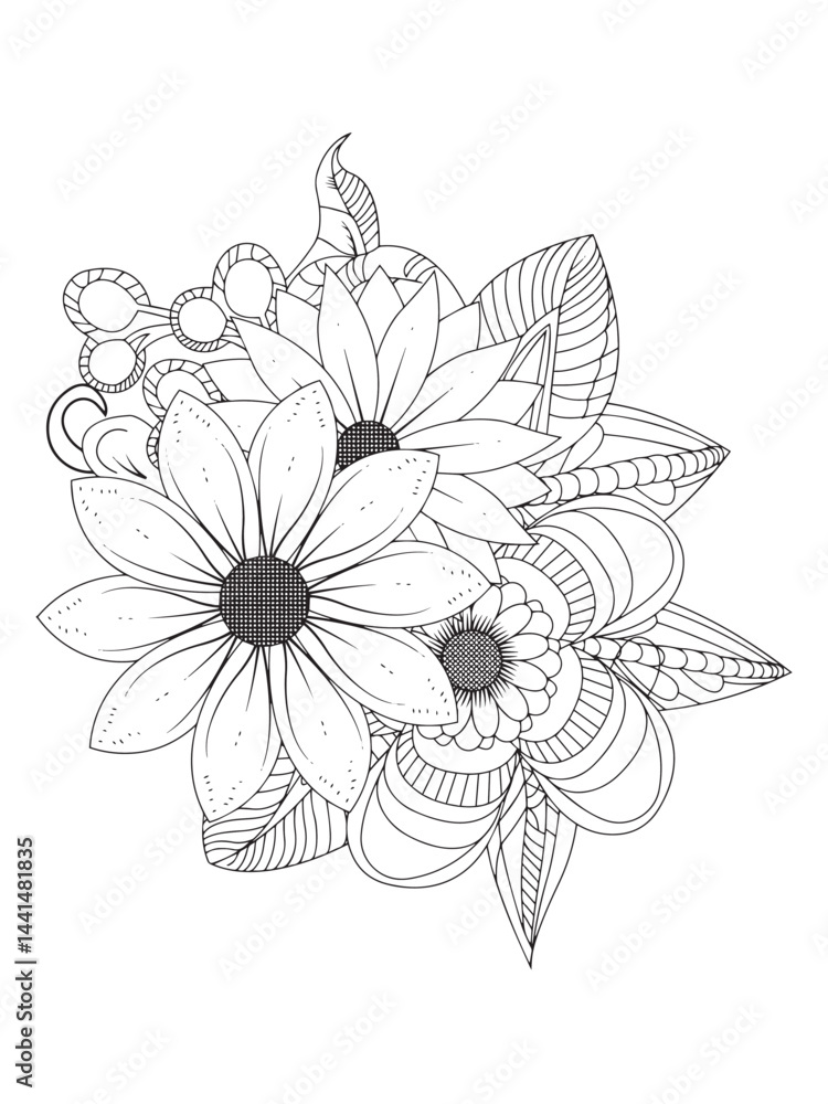 Fototapeta premium Spring Flower Mandalas Coloring Pages for Adults