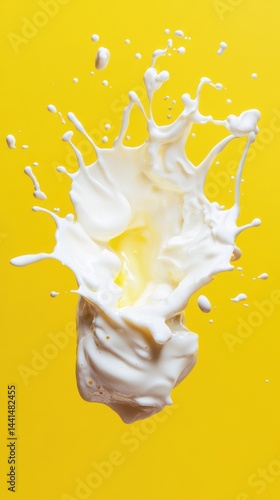 Obraz na płótnie Creamy splash on vibrant yellow backdrop creating dynamic visual interest for food and beverage photography with a clean and modern aesthetic perfect for stock imagery w salonie