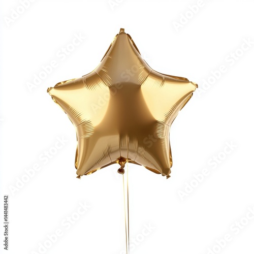 Obraz na płótnie Golden star balloon floating against white backdrop celebration festive party decoration element shiny metallic surface happy birthday anniversary event w salonie