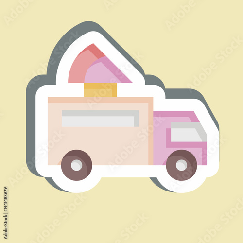 Sticker Pizza Truck. related to Transport symbol. design editable