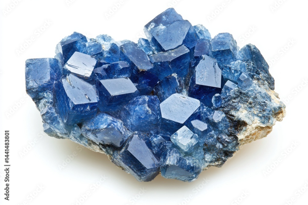 Captivating cluster of vibrant blue kyanite crystals on matrix mineral specimen raw gemstone geology studio shot close up stunning gemological beauty