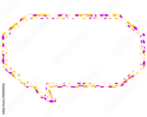 ステンドグラス風吹き出し　三角形模様　細長い八角形