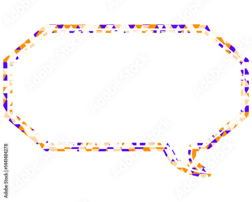 ステンドグラス風吹き出し　三角形模様　細長い八角形