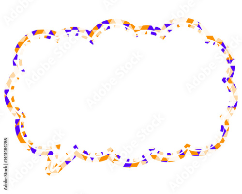 ステンドグラス風吹き出し　三角形模様　細長い雲形