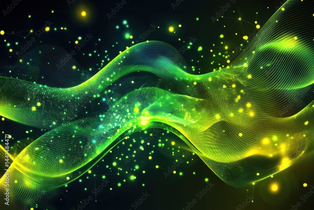 Abstract luminous wave design with glowing particles on dark background for modern technology and digital art projects and futuristic concepts with dynamic energy