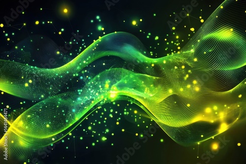 Obraz na płótnie Abstract luminous wave design with glowing particles on dark background for modern technology and digital art projects and futuristic concepts with dynamic energy w salonie