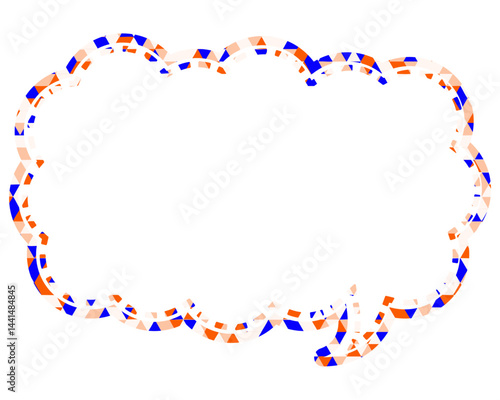 ステンドグラス風吹き出し　三角形模様　細長い雲形