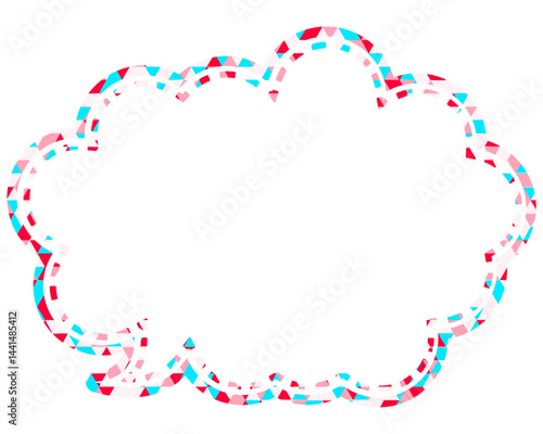 ステンドグラス風吹き出し　三角形模様　丸みのある雲形