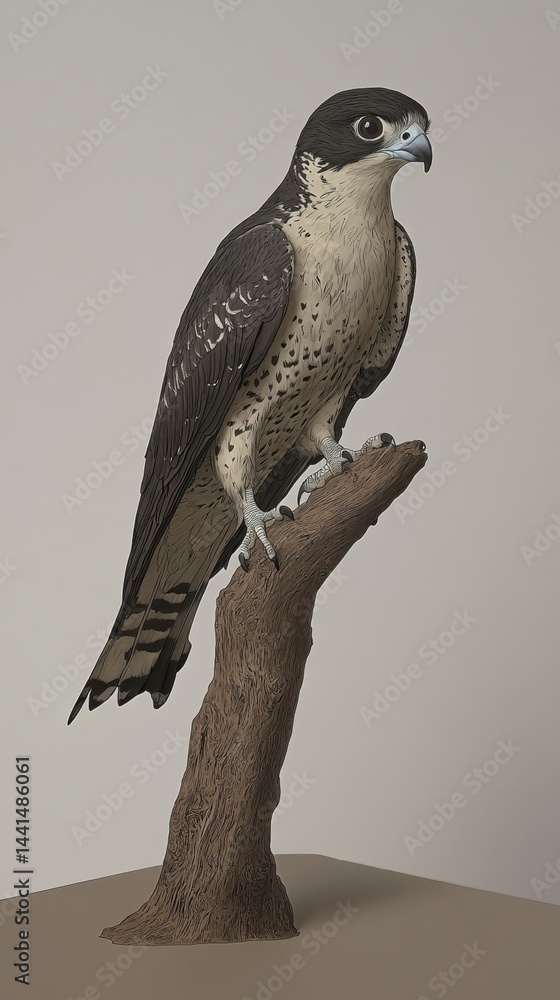 Majestic peregrine falcon perched on a branch showcasing its sharp talons and keen gaze a symbol of wilderness power and freedom in nature