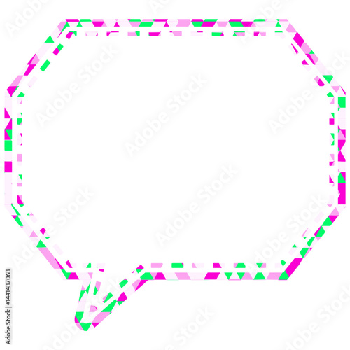 ステンドグラス風吹き出し　三角形模様　角のある八角形