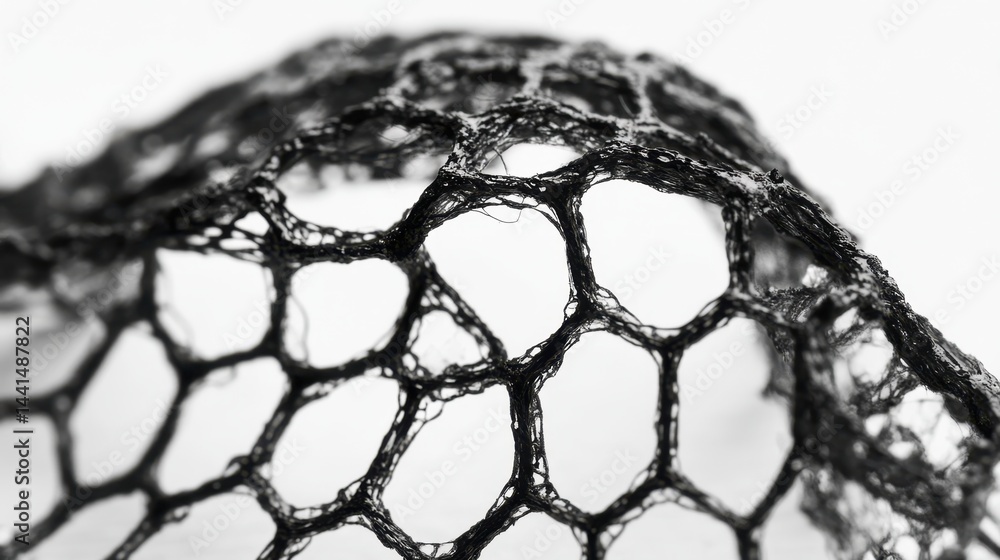 Abstract monochrome macro detail of woven net against a bright background creates a modern and textural design element with a sense of depth and complexity
