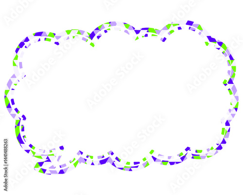 ステンドグラス風吹き出し　三角形模様　細長い雲形