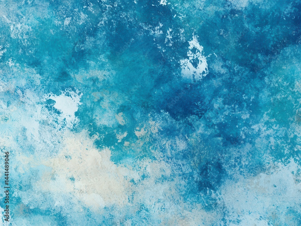 Abstract turquoise and white watercolor background with expressive brush strokes creating a dynamic and textured surface for artistic designs and creative projects
