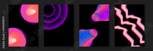 Four abstract designs with pink and purple gradients suitable for backgrounds, posters, banners, and digital projects needing a colorful touch.