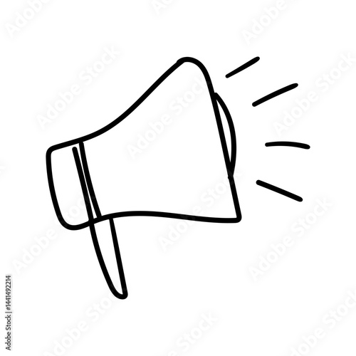 Bold lines depict a megaphone announcing something important. Doodle Icon Illustration