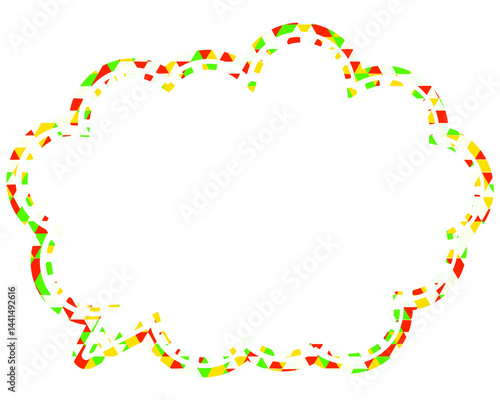 ステンドグラス風吹き出し　三角形模様　丸みのある雲形