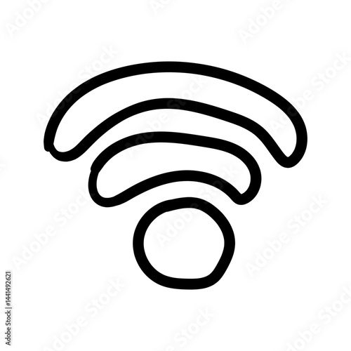 Handdrawn wifi symbol with connection waves. Doodle Icon Illustration